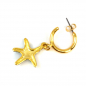 Preview: Ekaterini earrings starfish, pink Swarovski crystals brown cord and with gold accents, back